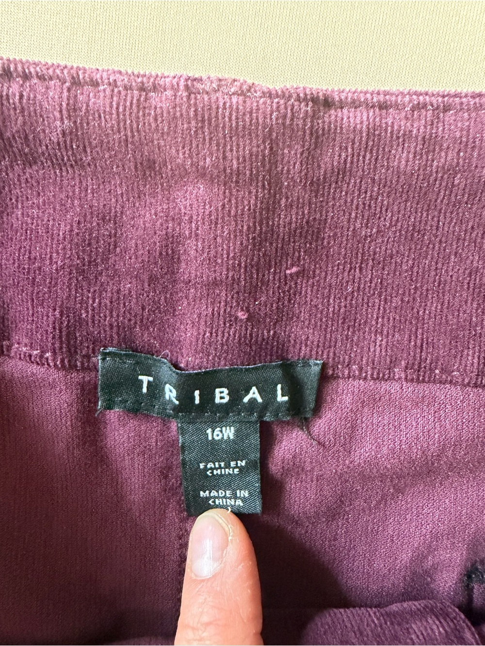 Tribal Plum Corduroy Pencil Skirt with Front Patch Pockets - Picture 8 of 8